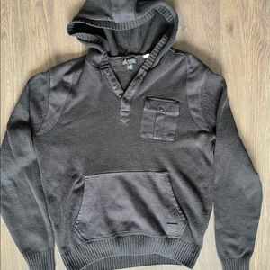 Guess Long Sleeved Hoodie Partial Button Down - Mens - Medium